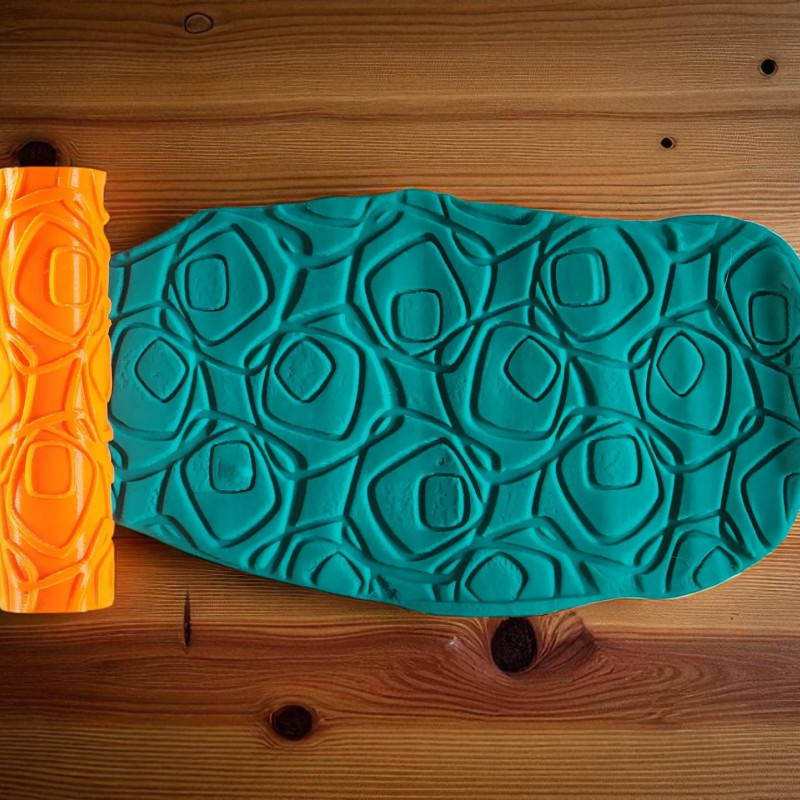 Model 013 - Polimer Kil Doku Oklavası / Seramik Çamuru Desen Rulosu