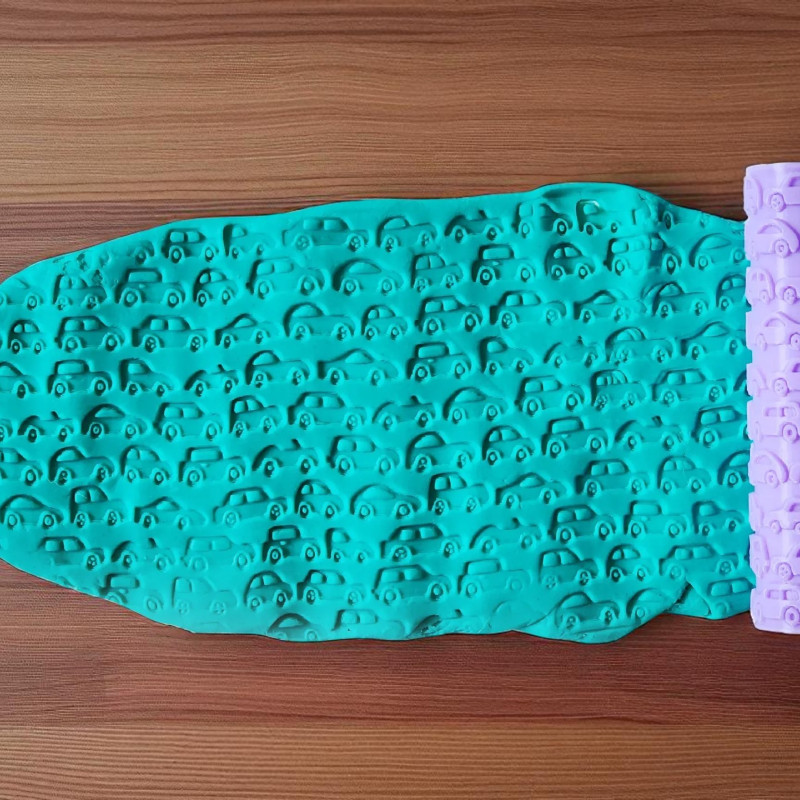 Model 036 - Arabalar - Polimer Kil Doku Oklavası / Seramik Çamuru Desen Rulosu