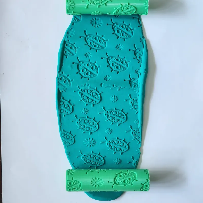 Model 049 - Uğurböcekleri - Polimer Kil Doku Oklavası / Seramik Çamuru Desen Rulosu