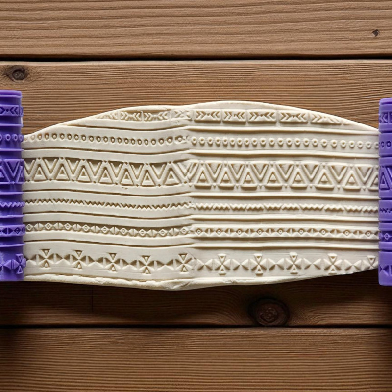 Model 053 - Polimer Kil Doku Oklavası / Seramik Çamuru Desen Rulosu