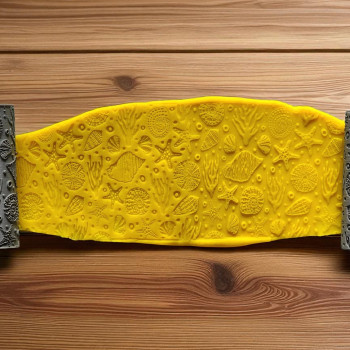 Model 054 - Deniz Kabuğu - Polimer Kil Doku Oklavası / Seramik Çamuru Desen Rulosu