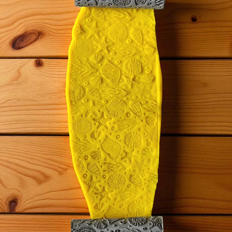 Model 054 - Deniz Kabuğu - Polimer Kil Doku Oklavası / Seramik Çamuru Desen Rulosu